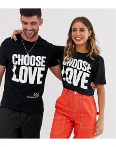 Черная футболка из органического хлопка с принтом Choose Love Help refugees