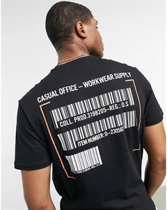 Черная футболка с принтом штрих кода на спине Only & sons