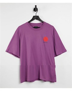 Фиолетовая футболка с принтом солнца в японском стиле Edwin
