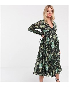 Платье миди с цветочным принтом и присборенной талией ASOS DESIGN Maternity Asos maternity