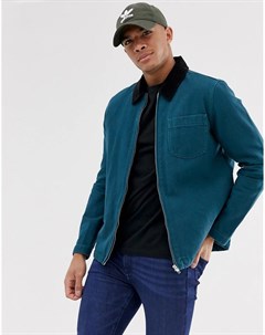 Сине зеленая парусиновая куртка на молнии Asos design