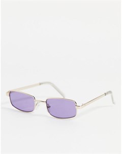Прямоугольные солнцезащитные очки в золотистой оправе с фиолетовыми линзами Asos design