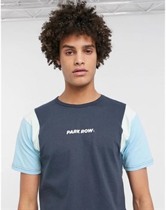 Темно синяя футболка со вставками на плечах Park row