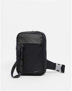 Черная сумка через плечо на молнии с тесьмой бегунком спереди Essential Nike