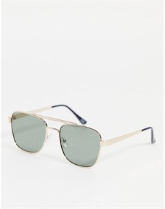 Солнцезащитные очки авиаторы в стиле 70 х в золотистой оправе с надбровной планкой на переносице и с Asos design
