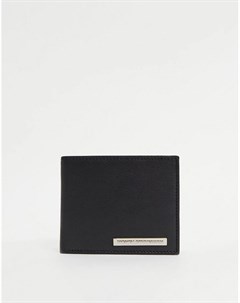 Черный с серебристым бумажник классического складного дизайна с металлической планкой French connection