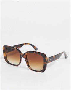 Большие квадратные солнцезащитные очки в стиле 70 х в черепаховой оправе карамельного цвета с коричн Asos design