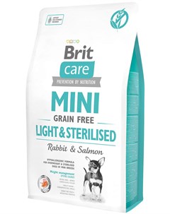 Care Mini Grain Free Light Sterilised беззерновой диетический для взрослых собак маленьких пород кас Brit*