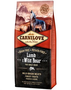 Carnilove Dog Adult Lamb Wild Boar беззерновой для взрослых собак всех пород с ягненком и диким каба Brit*