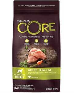 Healthy Weight Dog Adult беззерновой диетический для взрослых собак всех пород с индейкой 10 кг Wellness core