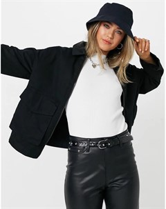 Черная хлопковая куртка с карманами Asos design