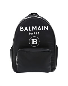 Черный рюкзак с белым логотипом детский Balmain