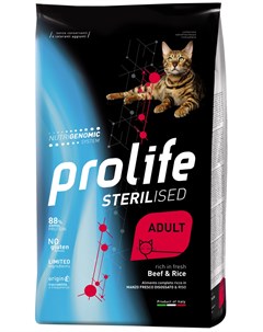 Sterilised Beef Rice для взрослых кастрированных котов и стерилизованных кошек с говядиной и рисом 1 Prolife