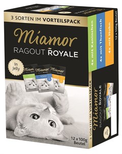 Multibox Ragout Royal набор паучей для взрослых кошек с курицей тунцом и кроликом в желе 100 гр х 12 Miamor