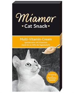 Лакомство Cat Snack Cream Multi vitamin для кошек кремовое с мультивитаминами 6 шт х 15 гр 90 гр Miamor