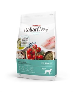 Корм беззерновой для собак крупных пород со свежей форелью и черникой контроль веса и профилактика а Italian way