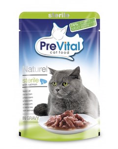Паучи натурель в соусе с лососем для стерилизованных кошек 85 г Prevital