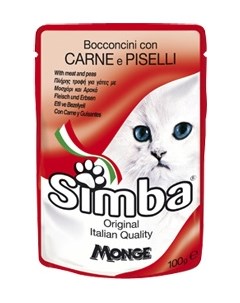 Паучи для кошек мясо с горохом 100 г Simba (monge)