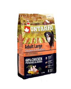 Корм для собак крупных пород с курицей и картофелем 12 кг Ontario