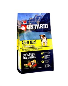 Корм для собак малых пород с 7 видами рыбы и рисом 2 25 кг Ontario