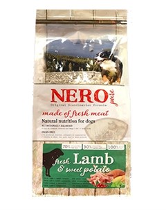 Беззерновой корм для взрослых собак со свежим ягненком бататом и фруктами 12 кг Nero pure