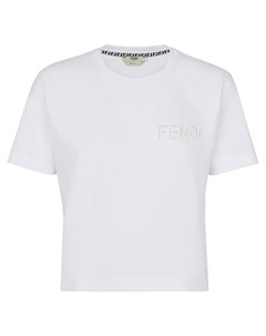 Укороченная футболка с вышитым логотипом Fendi