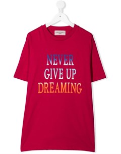 Футболка с принтом Never Give Up Dreaming Alberta ferretti kids