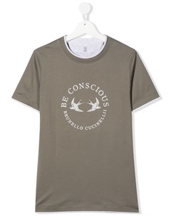Футболка Be Conscious с логотипом Brunello cucinelli kids