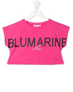 Укороченная футболка с логотипом и пайетками Miss blumarine