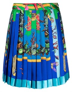 Плиссированная юбка мини с принтом Versace
