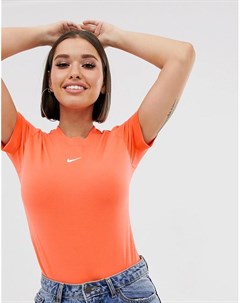 Оранжевое боди с миниатюрным логотипом галочкой Nike