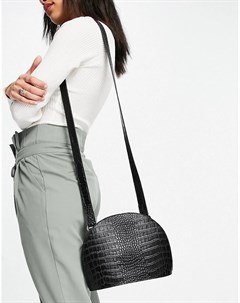 Черная сумка через плечо с эффектом крокодиловой кожи Asos design