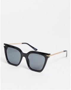 Солнцезащитные очки кошачий глаз в квадратной черной оправе с металлическими дужками Recycled Asos design
