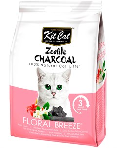 Zeolite Charcoal Floral Breeze наполнитель комкующийся для туалета кошек с ароматом цветов 4 кг Kit cat