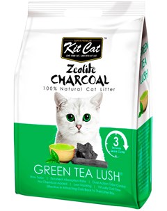 Zeolite Charcoal Green Tea Lush наполнитель комкующийся для туалета кошек с ароматом зеленого чая 4  Kit cat