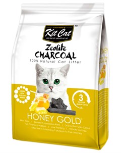 Zeolite Charcoal Honey Gold наполнитель комкующийся для туалета кошек медовый с золотыми крупинками  Kit cat