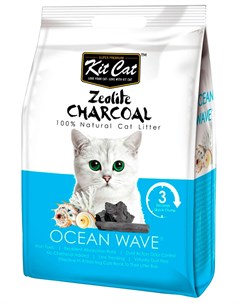 Zeolite Charcoal Ocean Wave наполнитель комкующийся для туалета кошек с ароматом океанского бриза 4  Kit cat