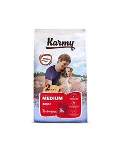 Сухой корм для собак с телятиной для средних пород 2 кг Karmy