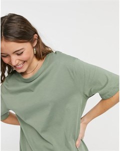 Светло зеленая oversized футболка из хлопка New look