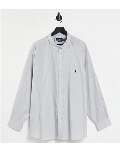 Рубашка в серую и белую полоску из поплина с логотипом в виде игрока в поло Big Tall Polo ralph lauren