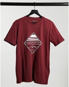 Бордовая футболка из органического хлопка с логотипом в форме ромба Knowledge cotton apparel