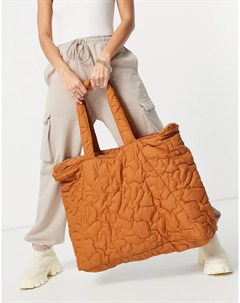 Большая коричневая стеганая сумка Femme Selected