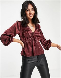 Атласная блузка бордового цвета Abercrombie & fitch