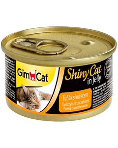 Shinycat для взрослых кошек с тунцом и курицей в желе 70 гр Gimcat