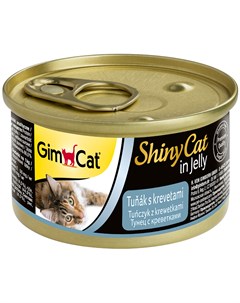 Shinycat для взрослых кошек с тунцом и креветками в желе 70 гр х 24 шт Gimcat