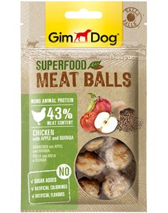 Лакомство Superfood для собак мясные шарики с курицей яблоком и киноа 70 гр Gimdog