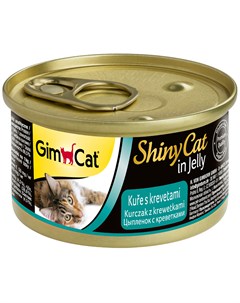 Shinycat для взрослых кошек с курицей и креветками в желе 70 гр х 24 шт Gimcat