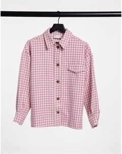 Розовая куртка рубашка с узором гусиная лапка Asos design