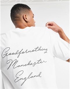 Белая футболка с принтом и надписью Manchester на спине Good for nothing