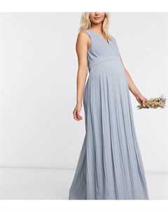 Голубое плиссированное платье макси без рукавов bridesmaid Tfnc maternity